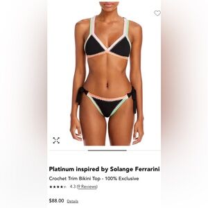 Platinum inspired by Solange Ferrarini 2 piece crochet bathing suit.